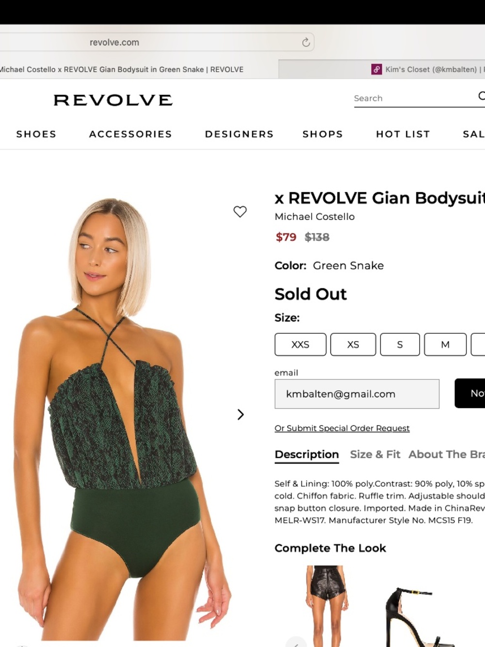 Michael Costello x REVOLVE Gian Bodysuit